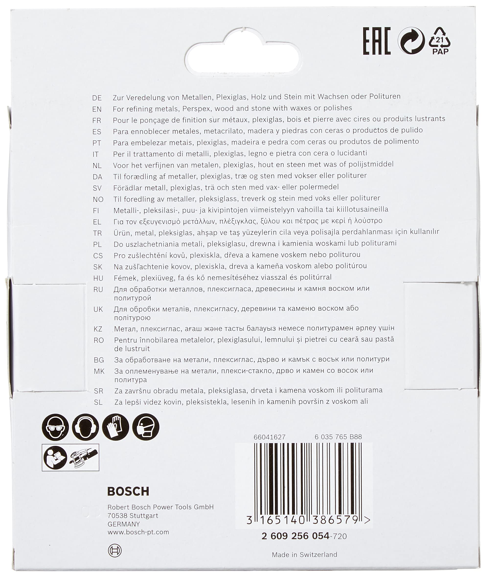 Bosch Ponceuses feutre à polir 125 mm excentrique