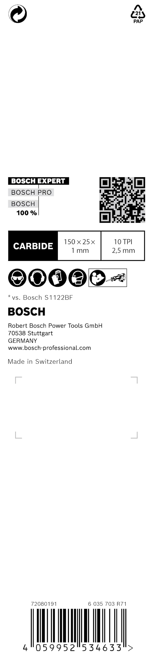 Bosch Expert Lame S955HHM scie sabre 150 mm métal