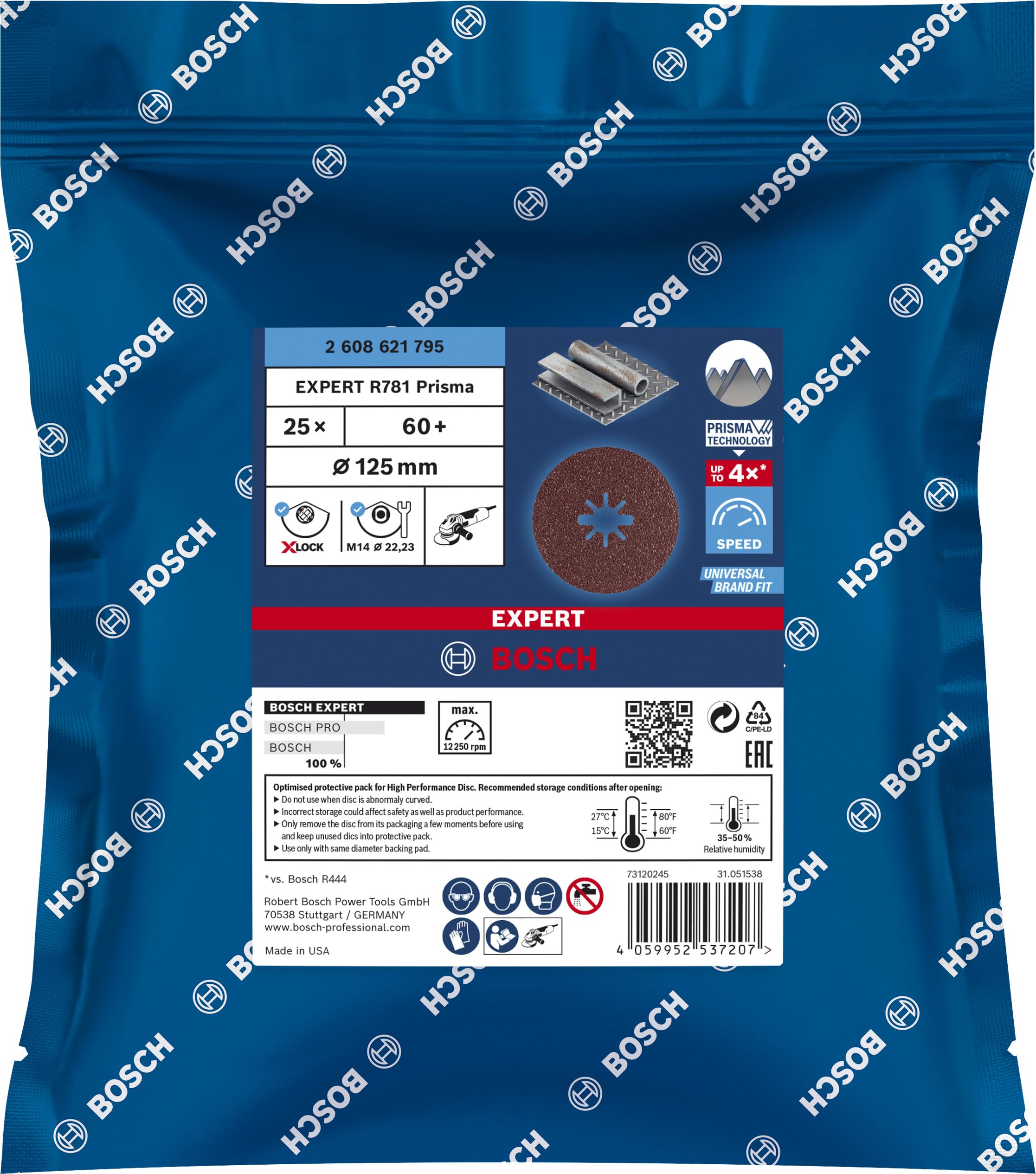 Bosch Expert R781 disque fibre Ø125 grain 60 lot 25 métal