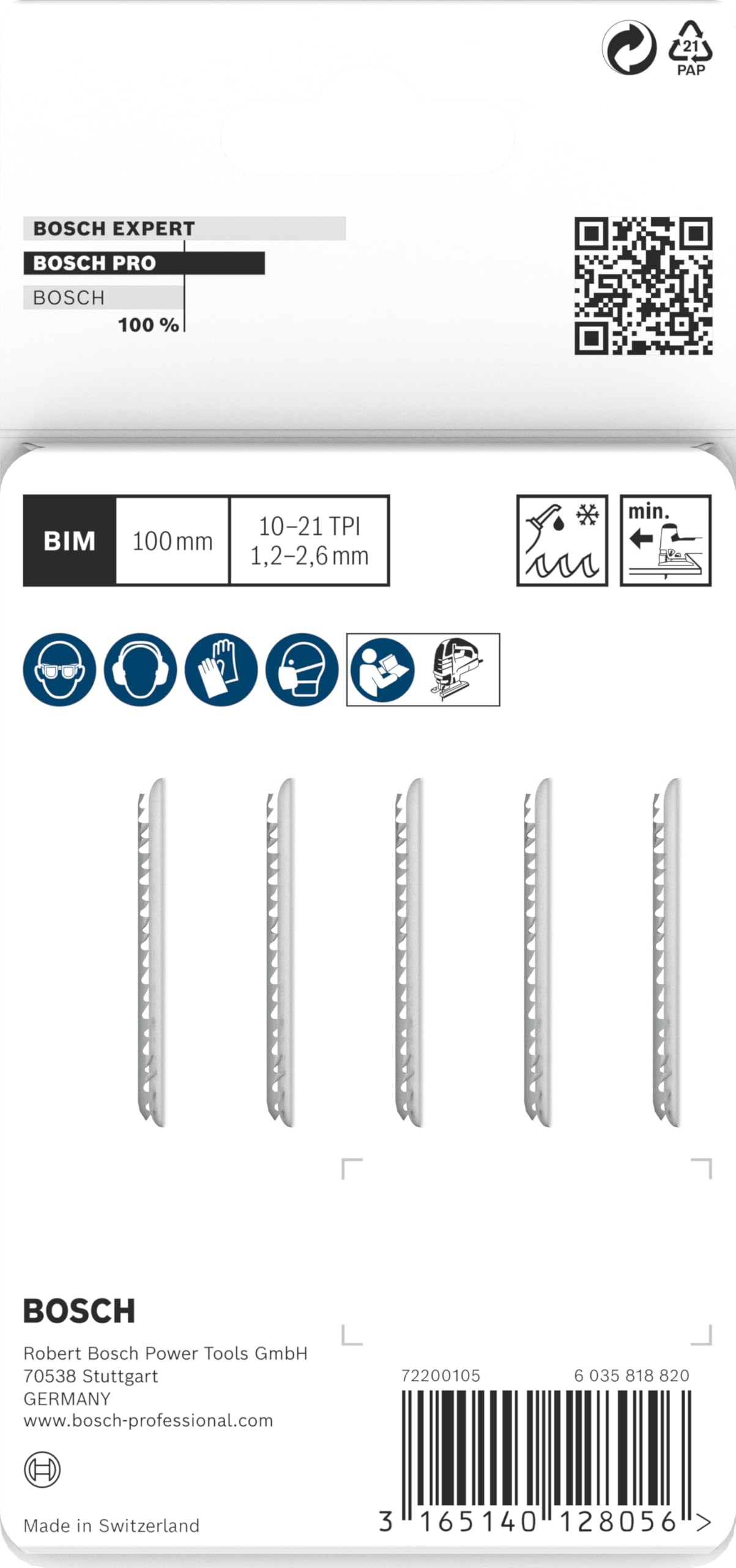 Bosch PRO T123XF lame scie sauteuse métal x5