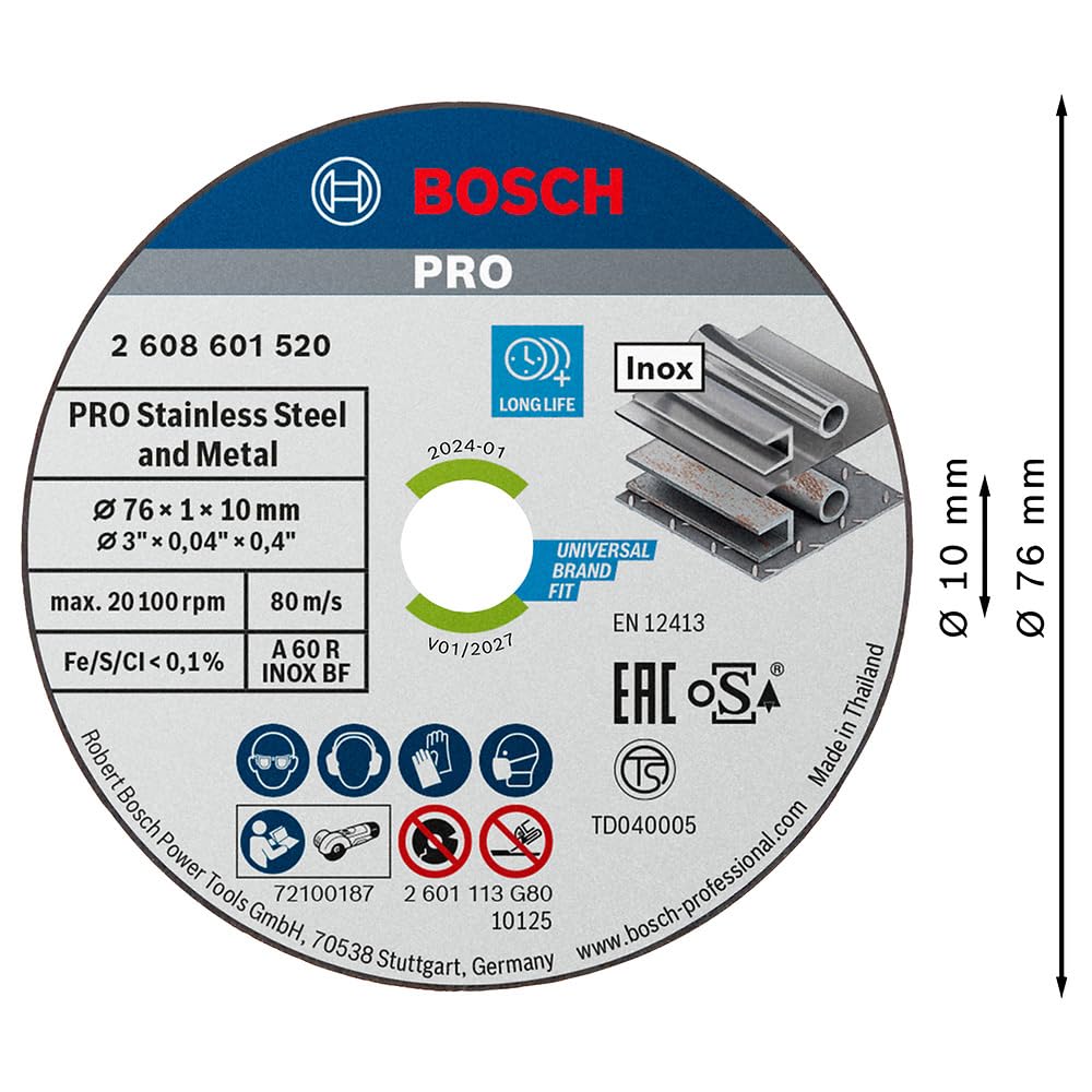 Bosch Expert for Inox disque à tronçonner 76x1x10 mm