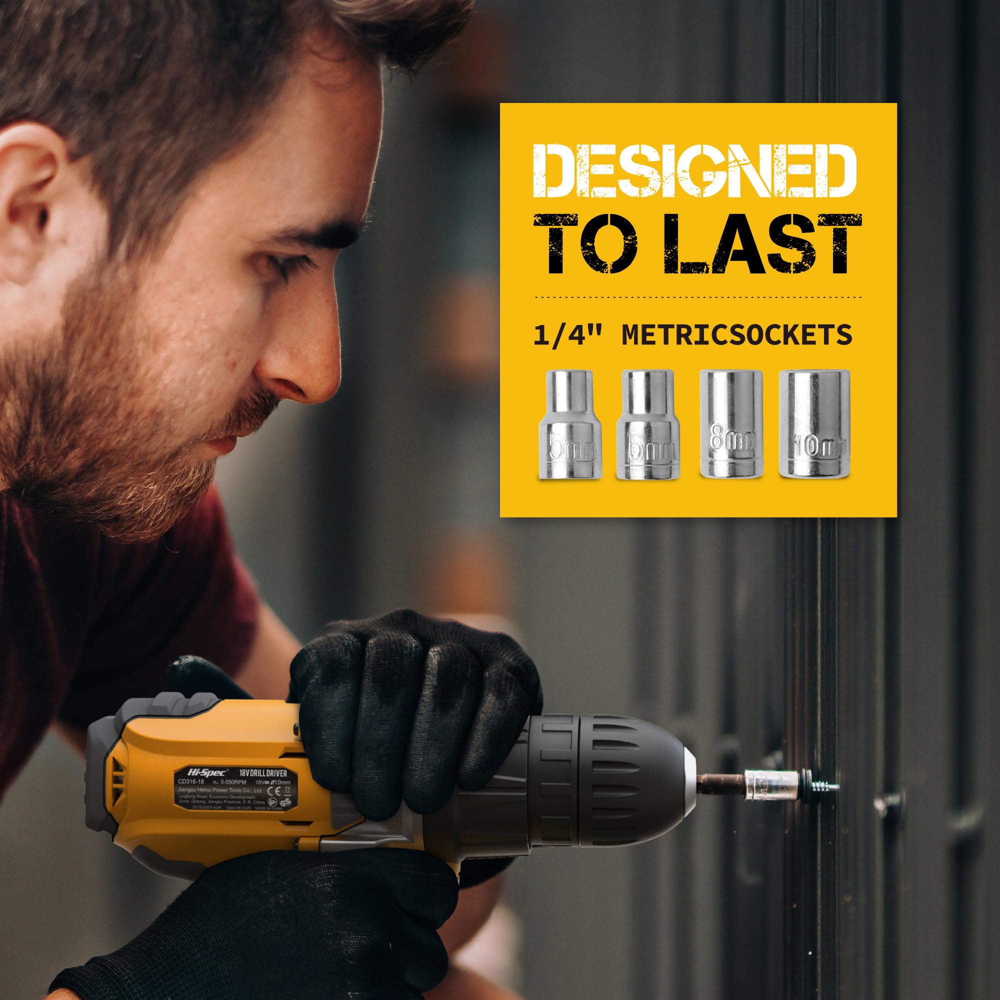 Hi-Spec Drill Drivers Perceuse 18V jaune coffret 30 pièces