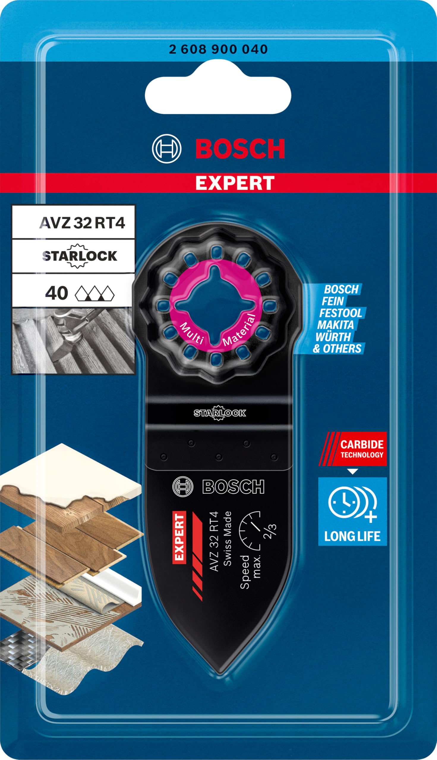 Bosch Expert AVZ 32 RT4 languette ponçage carbure grain 40