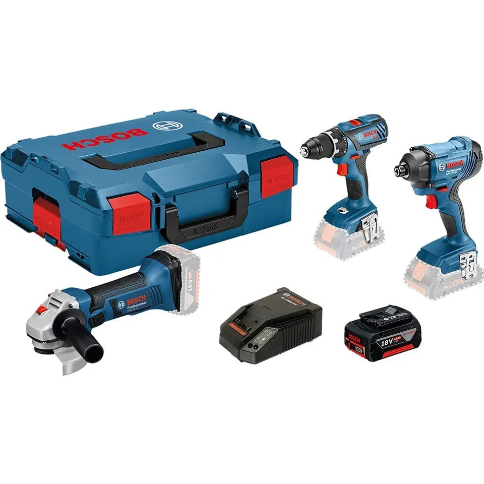 Bosch Professional 18V Set 3 outils GSR18V-28+GDR+GWS 3x4Ah