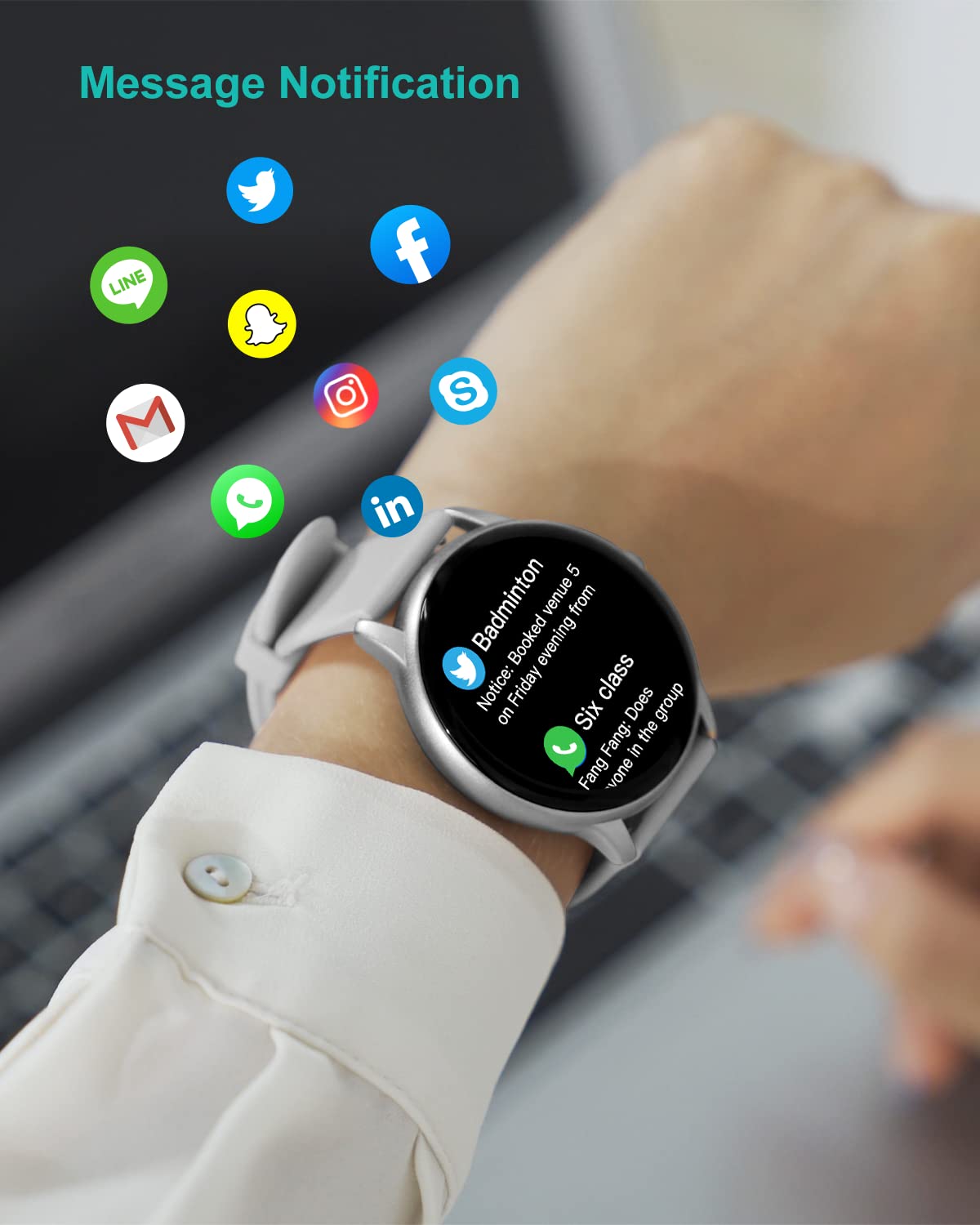 GRV Montre Connectée Smartwatch Gris + Cardio 13 Modes