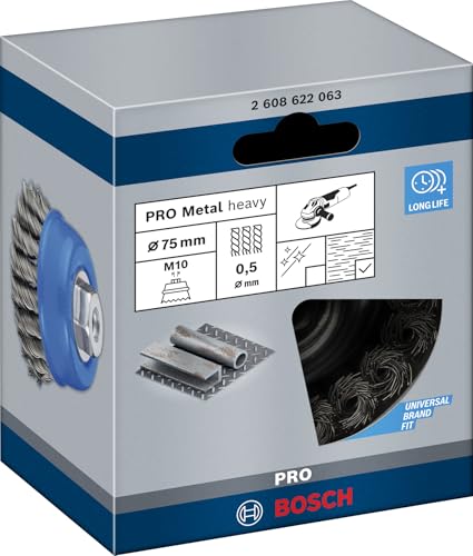 Bosch Pro Steel brosse boisseau 75 mm M10 fils torsadés acier