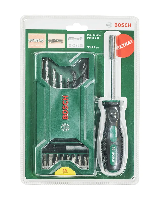 Bosch Mini X-Line coffret mixte 15+1 forets bois pierre