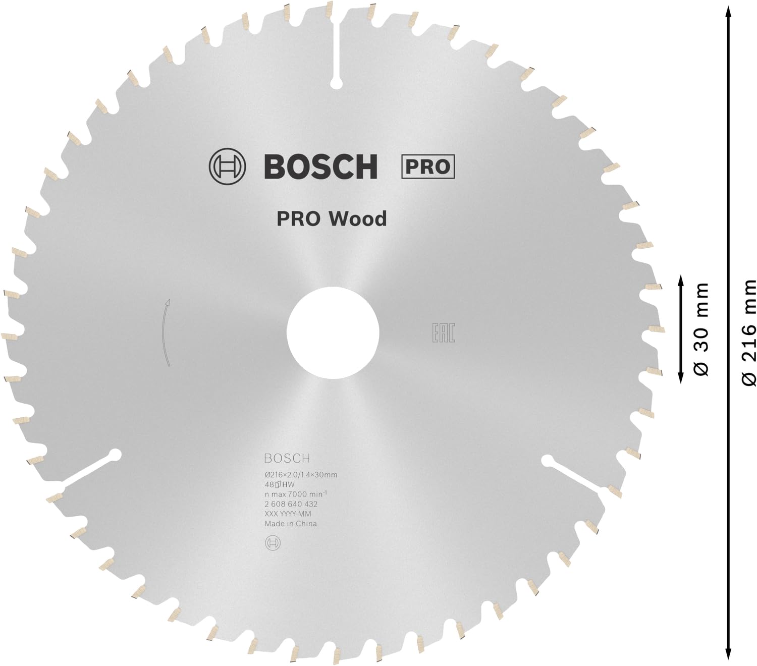 Bosch PRO Wood Lame Scie Circulaire 216 mm 48 Dents Bois