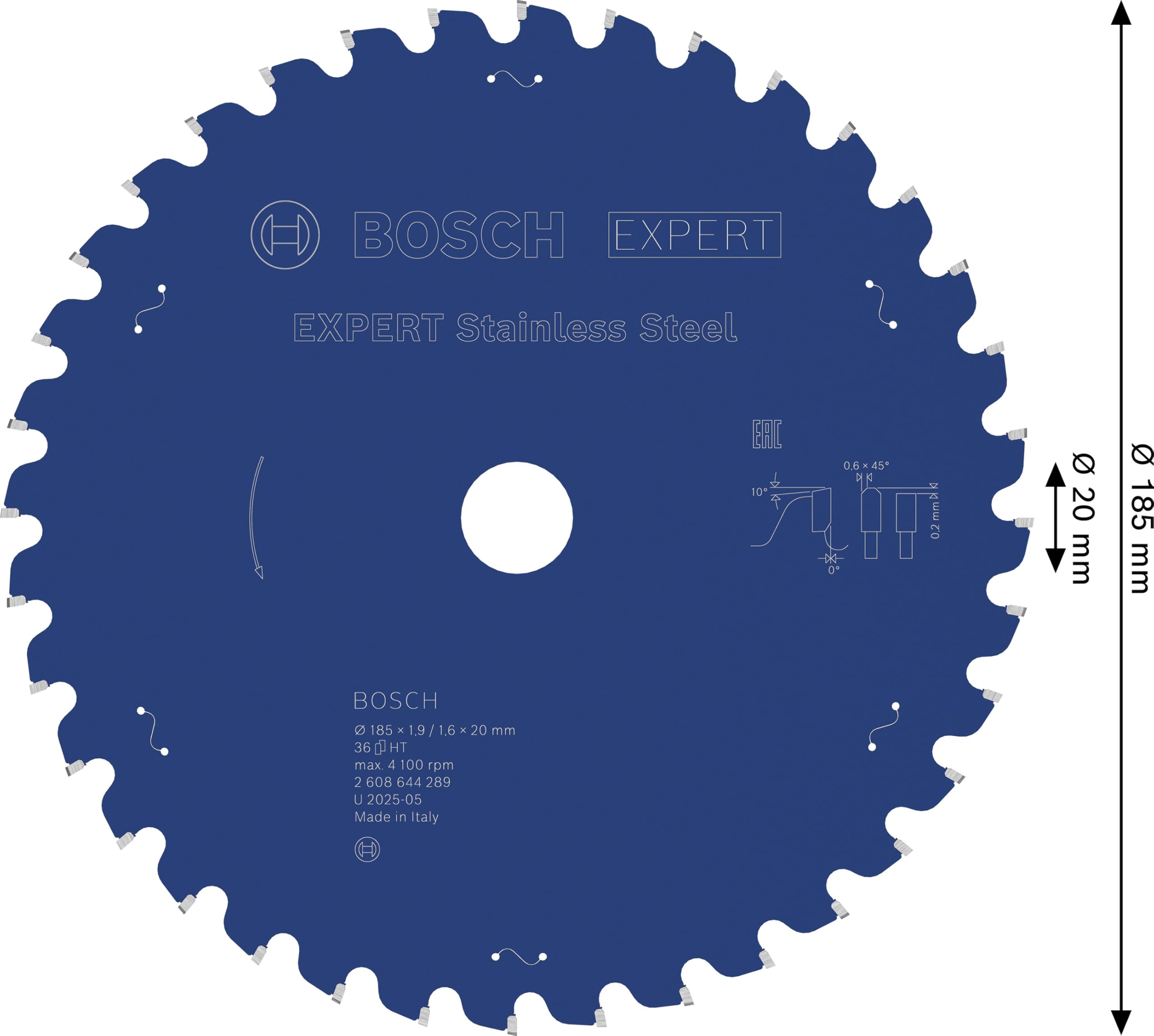 Bosch Expert Stainless Steel lame 185x20 mm T36 inox