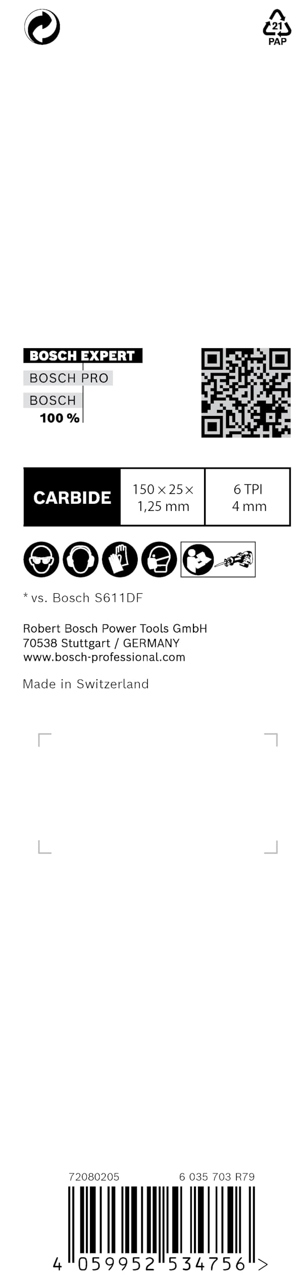 Bosch EXPERT Window Demolition lame sabre S956DHM