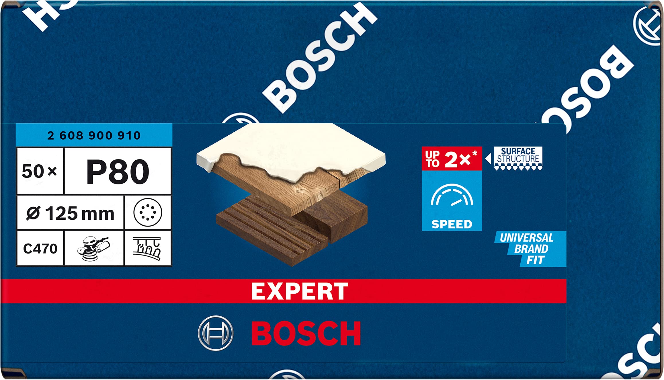 Bosch EXPERT C470 disque abrasif 125 mm grain 80 lot 50