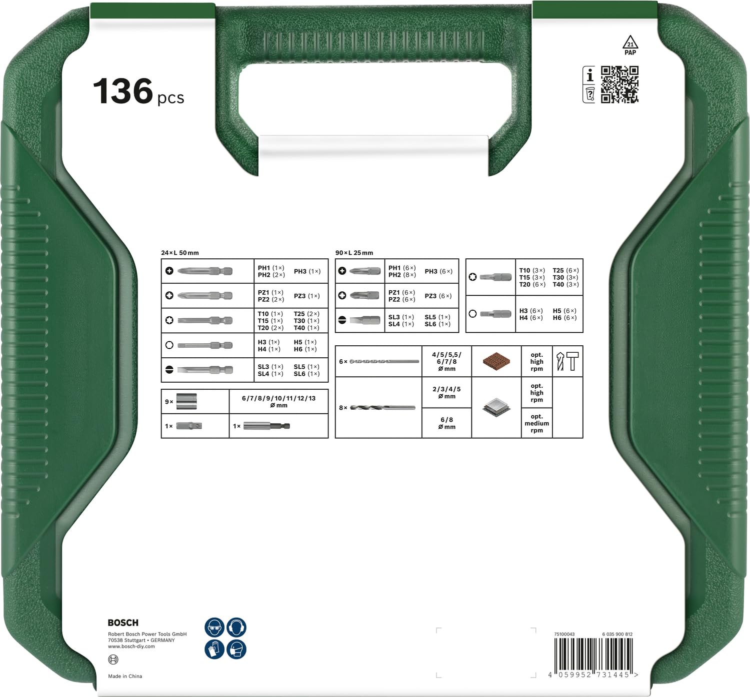 Bosch Sets combinés Grand 136 pièces coffret perçage vissage