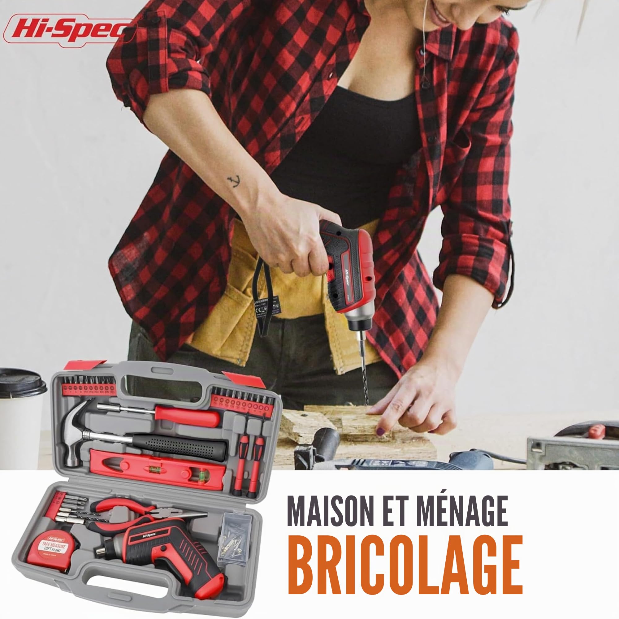 Hi-Spec Cordless Screwdrivers visseuse 3.6V rouge