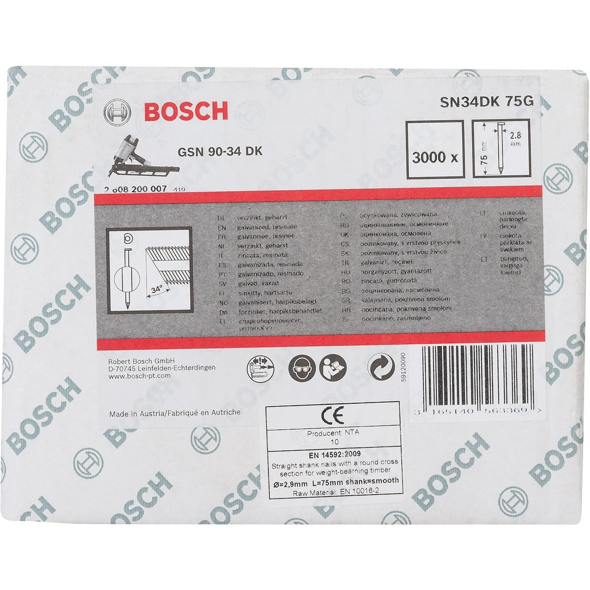 Bosch clous bande PRO SN34CH 90 mm x2500