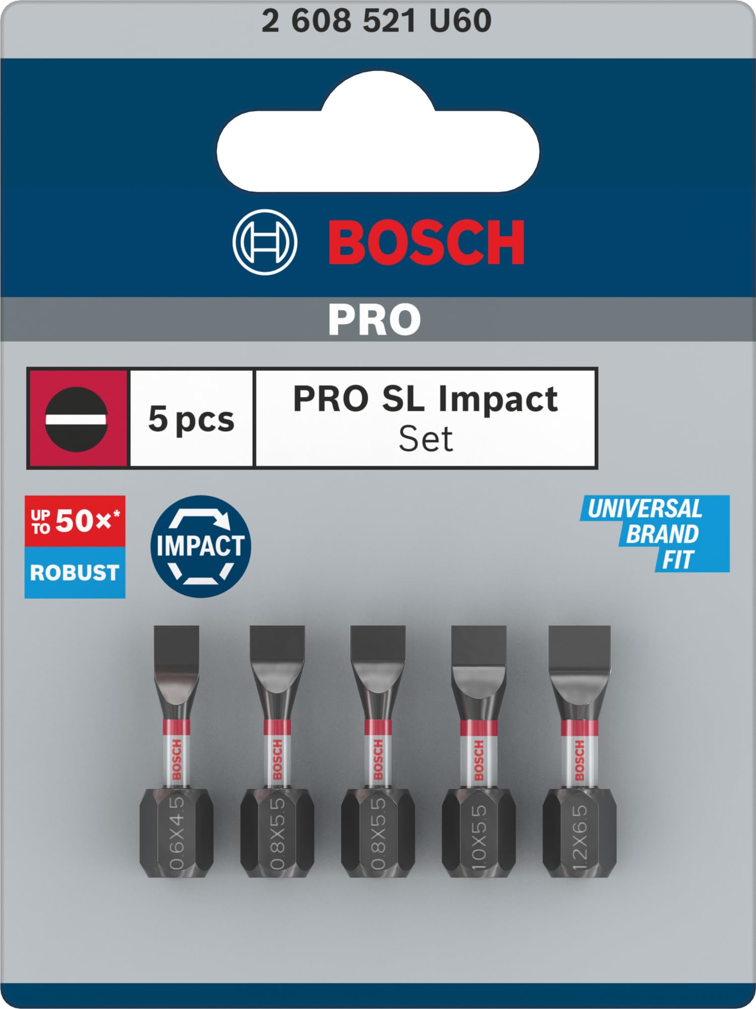 Bosch PRO Impact embout fendu SL 25 mm lot 5 pièces 1/4"