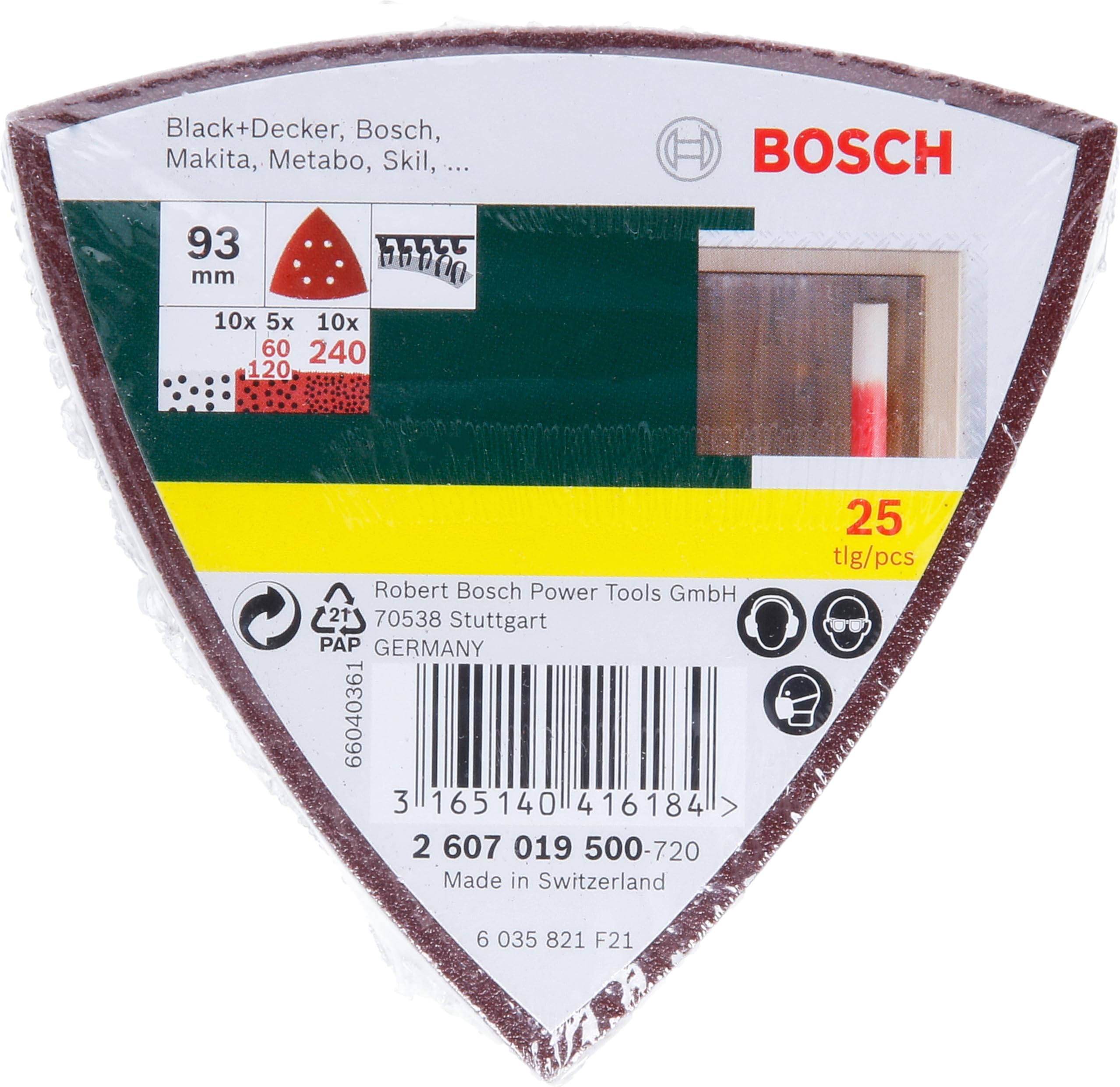 Bosch Abrasifs 2607019500 feuilles abrasives Delta grain 60-240 lot 25