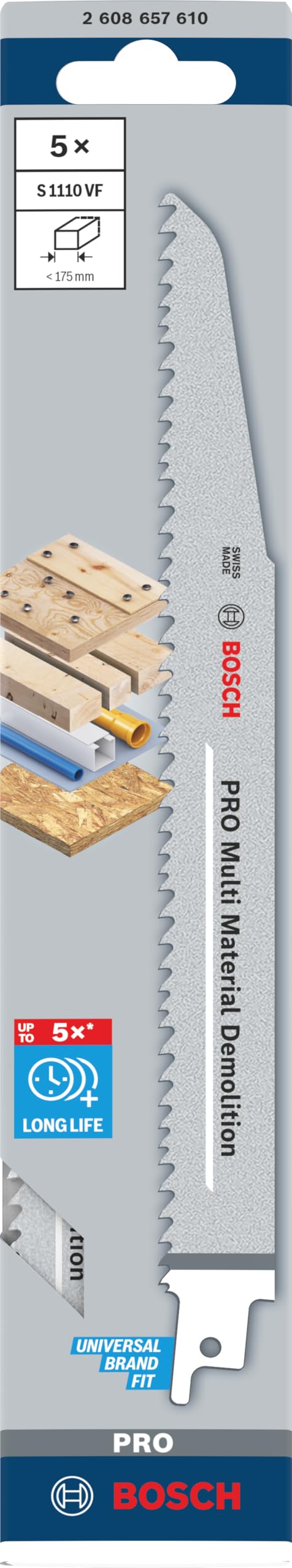 Bosch PRO Lame scie sabre S1110VF 225 mm lot 5