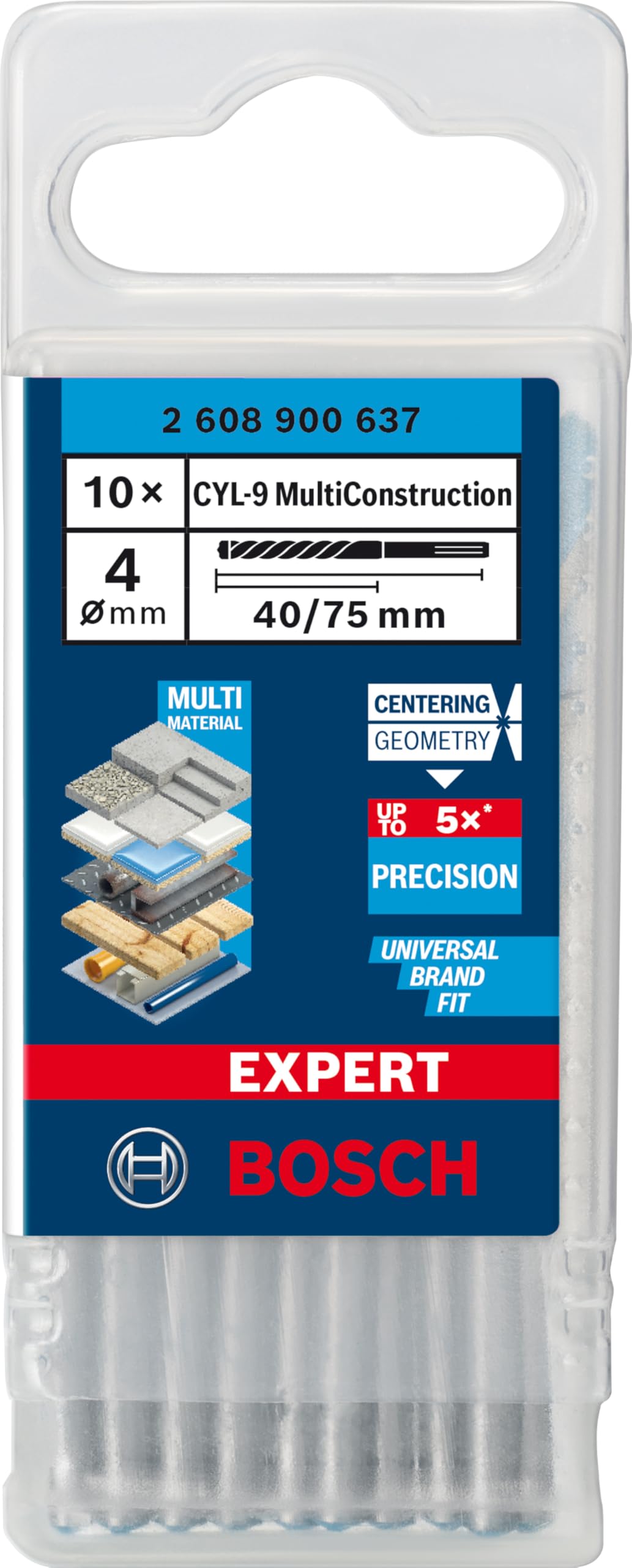 Bosch EXPERT CYL-9 Foret multi 4x75 mm lot 10