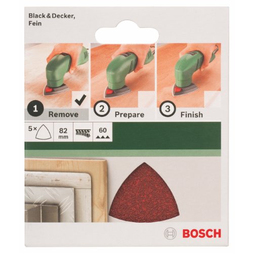 Bosch 2609256A43 feuilles abrasives Delta 82 mm grain 60 x5