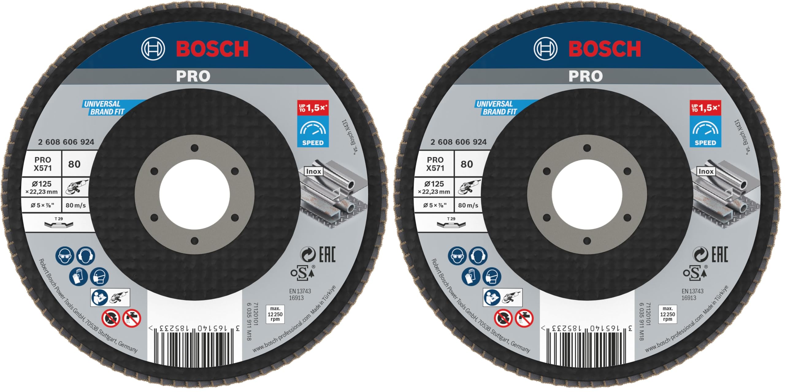 Bosch PRO X571 disque à lamelles 125 mm grain 80 inox