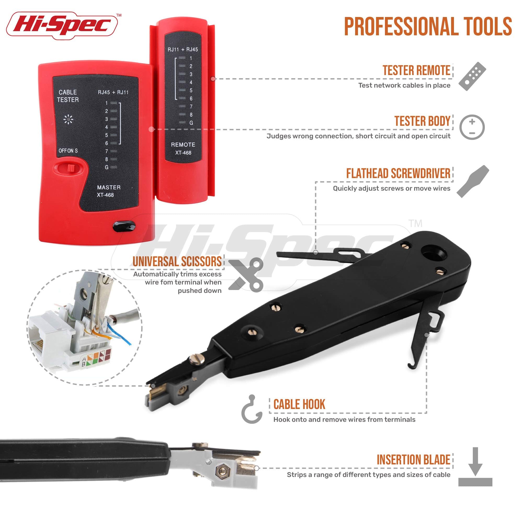 Hi-Spec Repair 9 pièces kit réseau RJ45 testeur câble