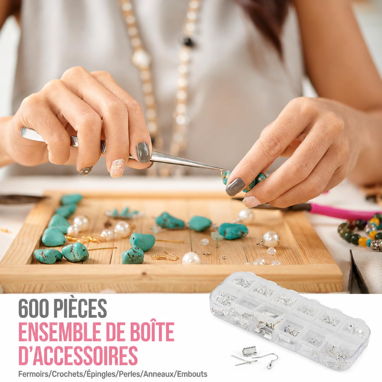 Hi-Spec Kit bijoux 17 outils + 600 accessoires pinces