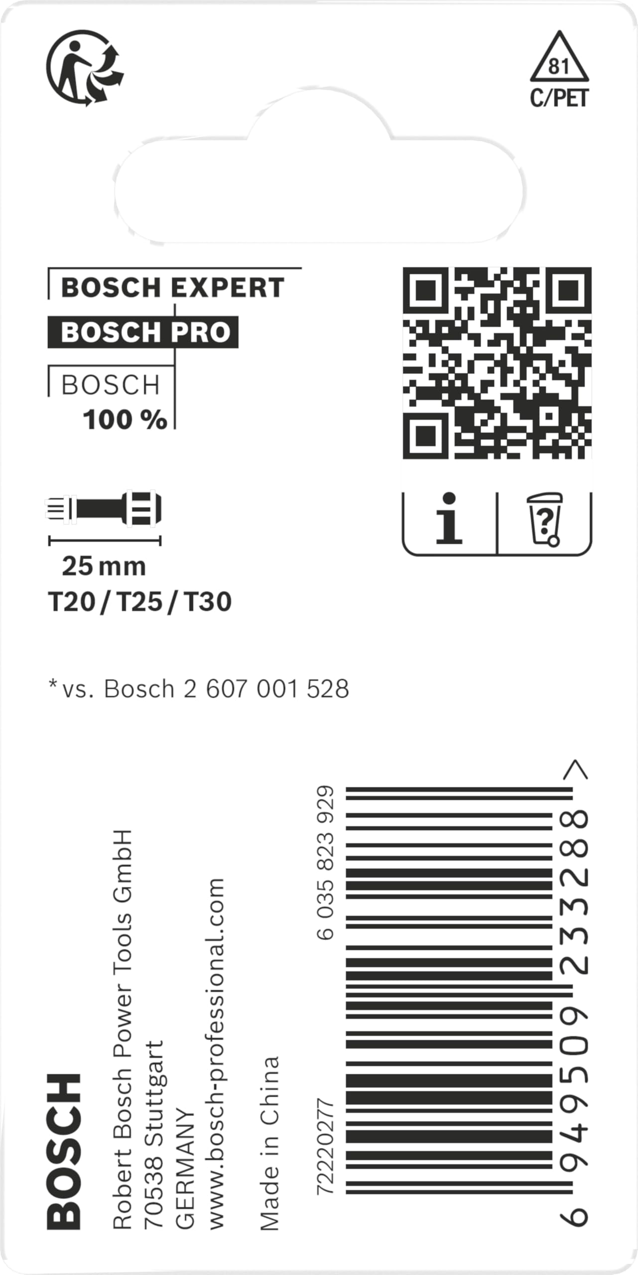 Bosch PRO Lot 3 Embouts Torx Impact T20 T25 T30 x25mm