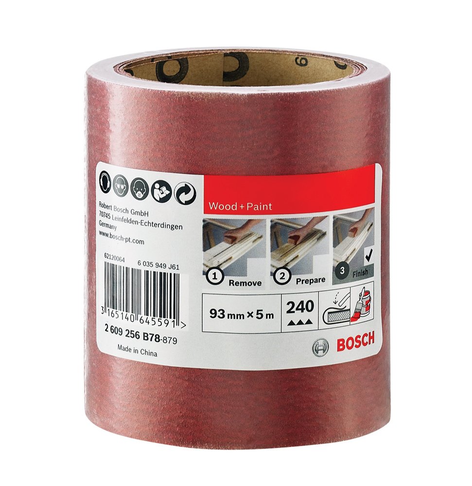 Bosch 93 mm x 5 m rouleau abrasif grain 240 bois