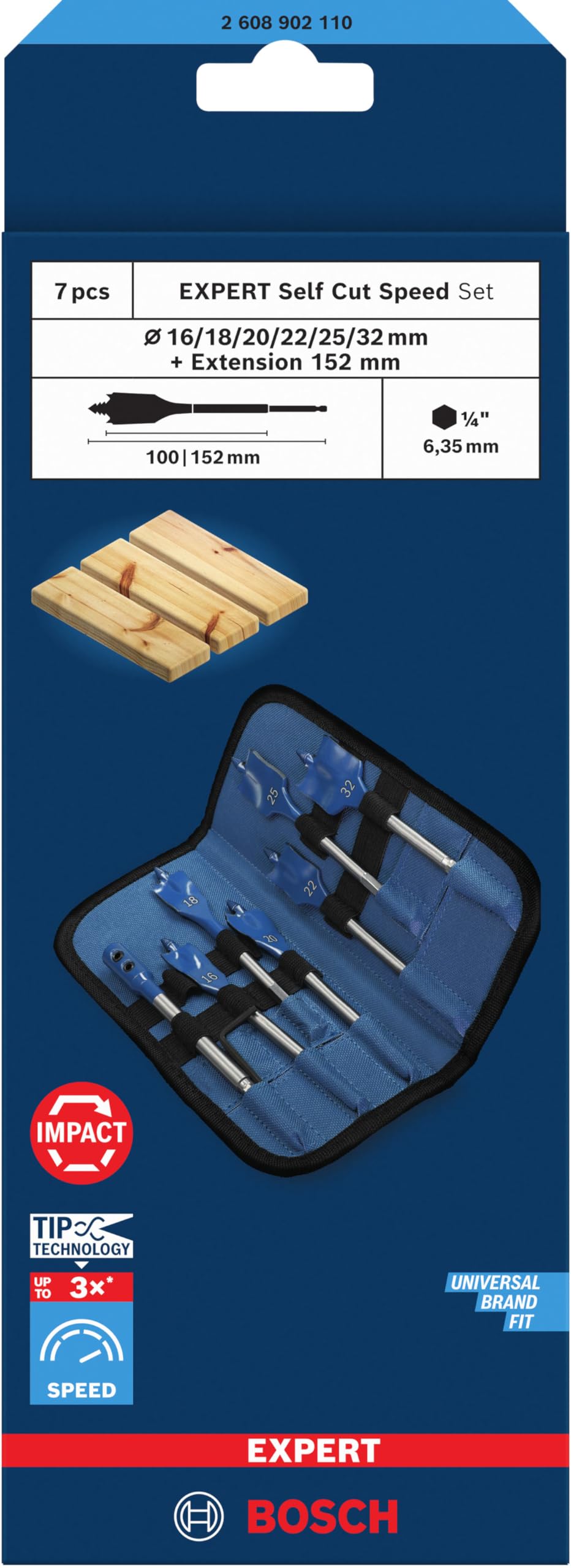 Bosch Expert Self Cut coffret 7 mèches plates bois