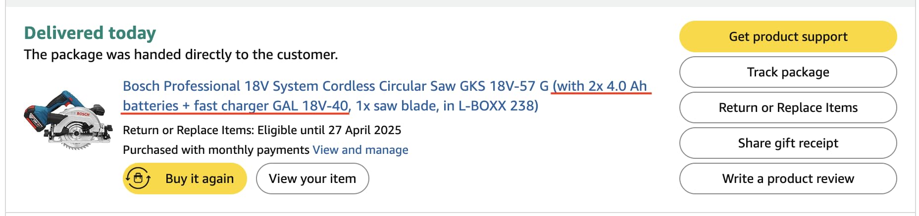 Bosch Professional GKS 18V-57 G scie circulaire sans fil 2x4,0 Ah
