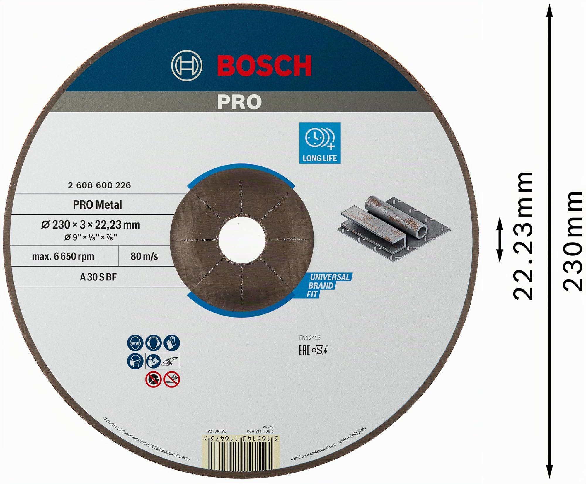 Bosch PRO Metal disque à tronçonner acier 230x3 mm