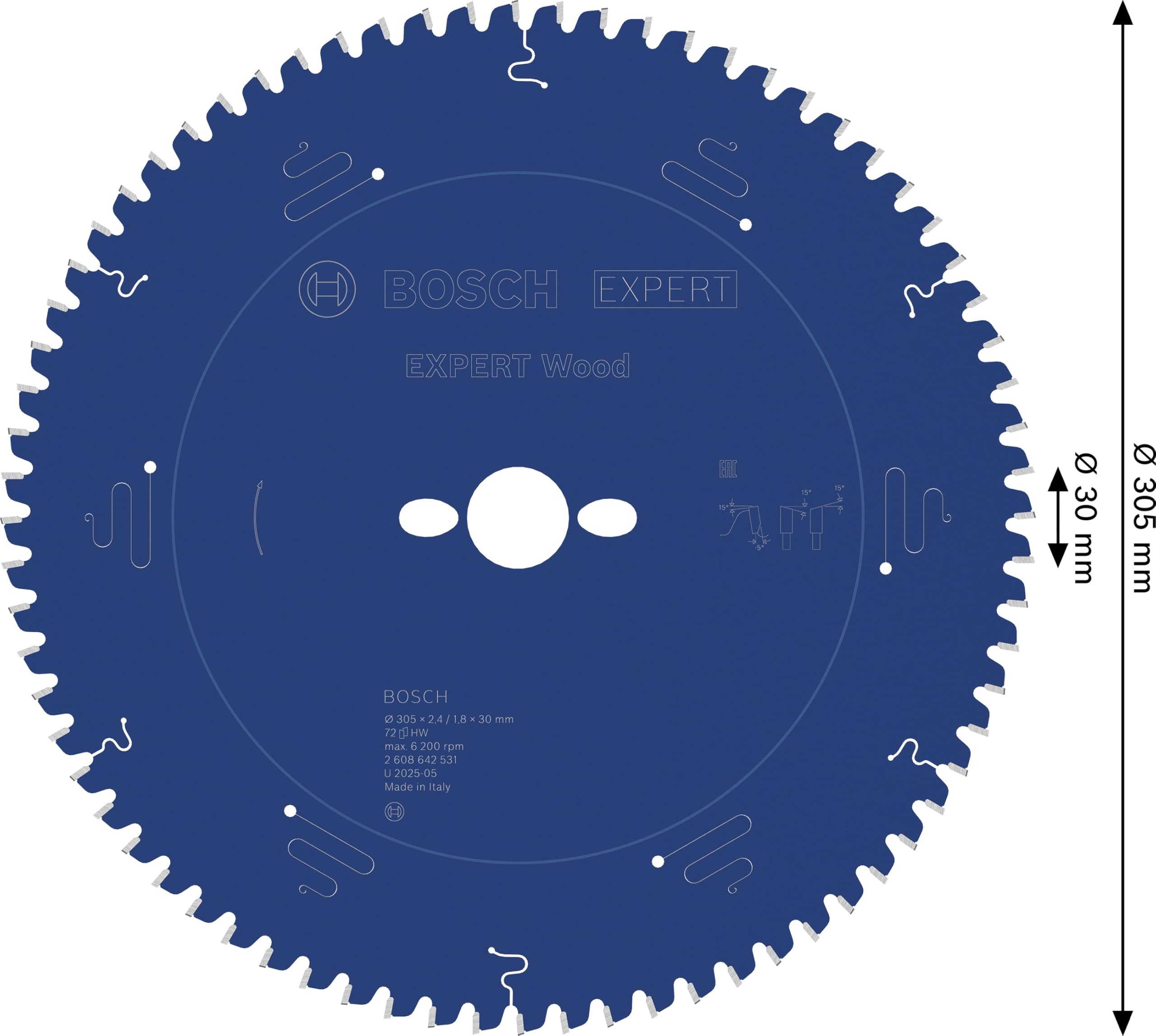 Bosch EXPERT Wood lame scie circulaire 305 mm T72 bois