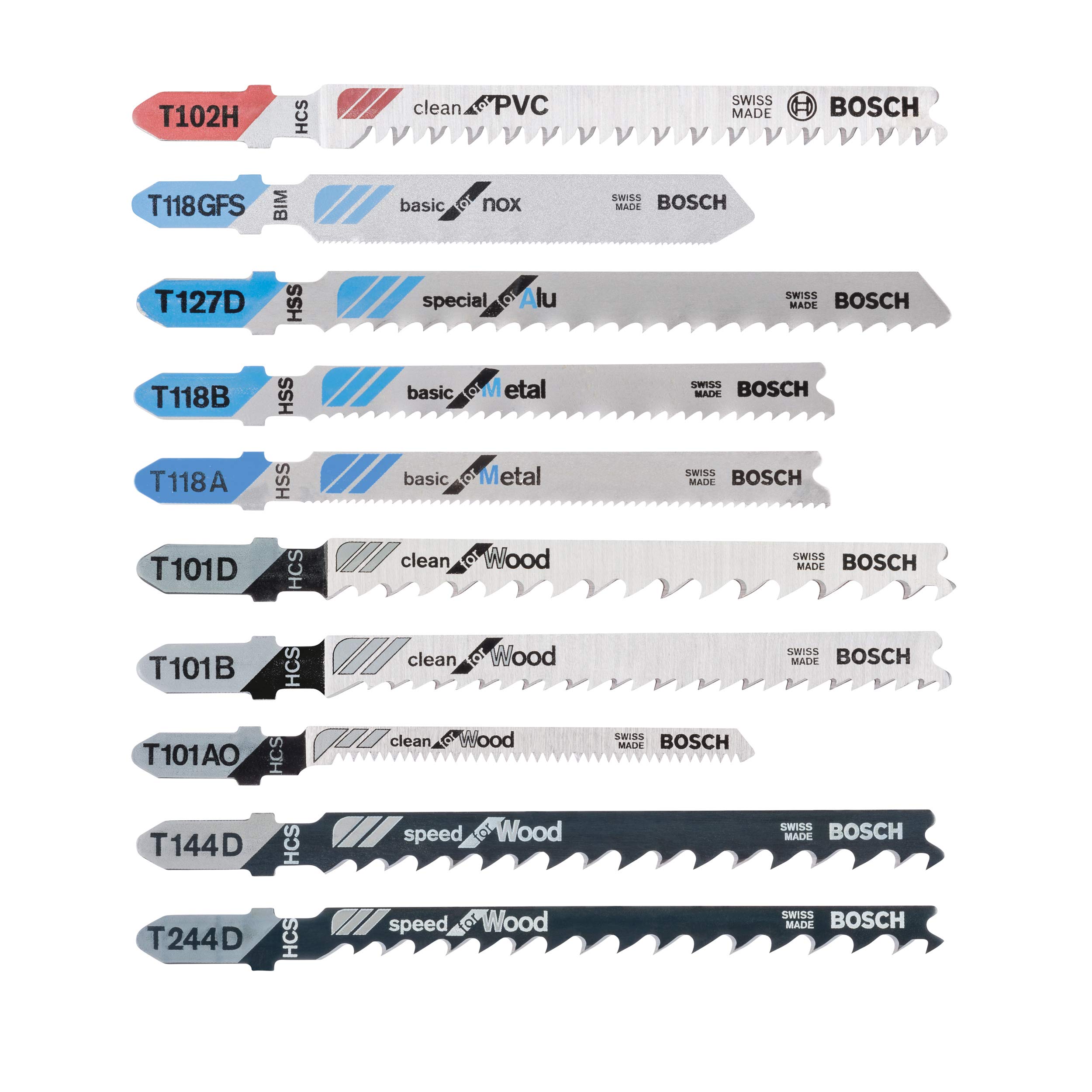 Bosch Lames 2607011171 lames scie sauteuse 10 pièces tout en un