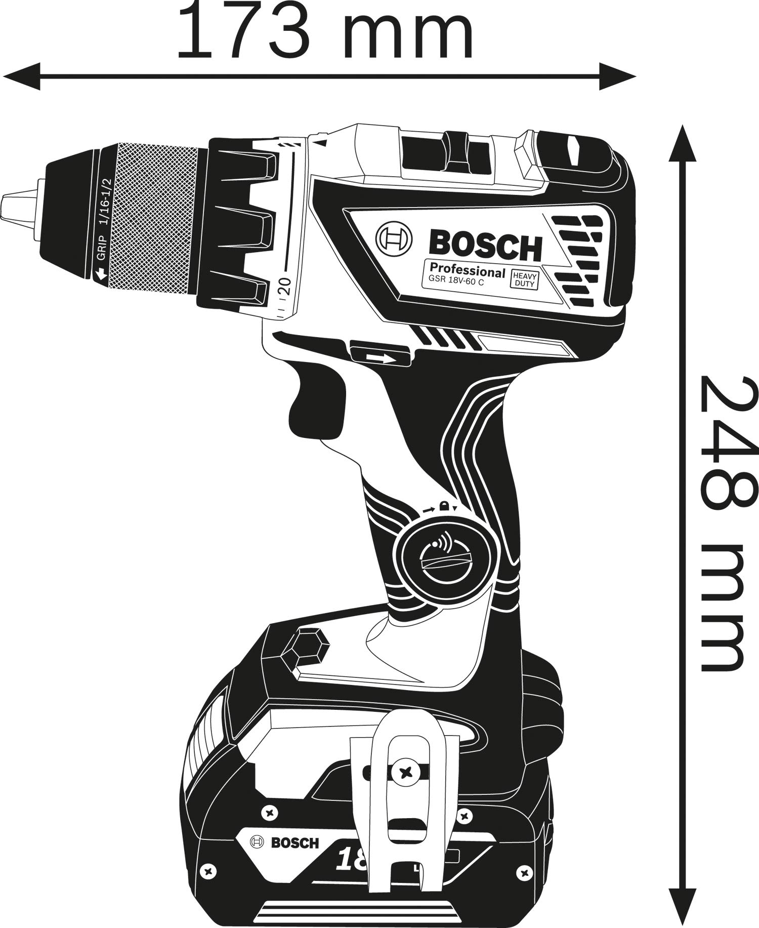 Bosch GSR 18V-60 C perceuse-visseuse 18V 2x4Ah