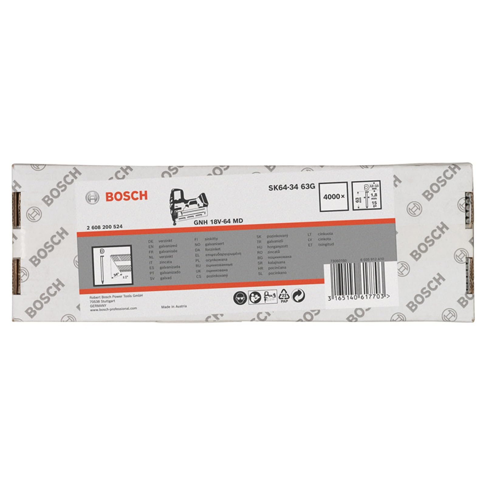Bosch 2608200524 pointes 63 mm galvanisé tête fraisée