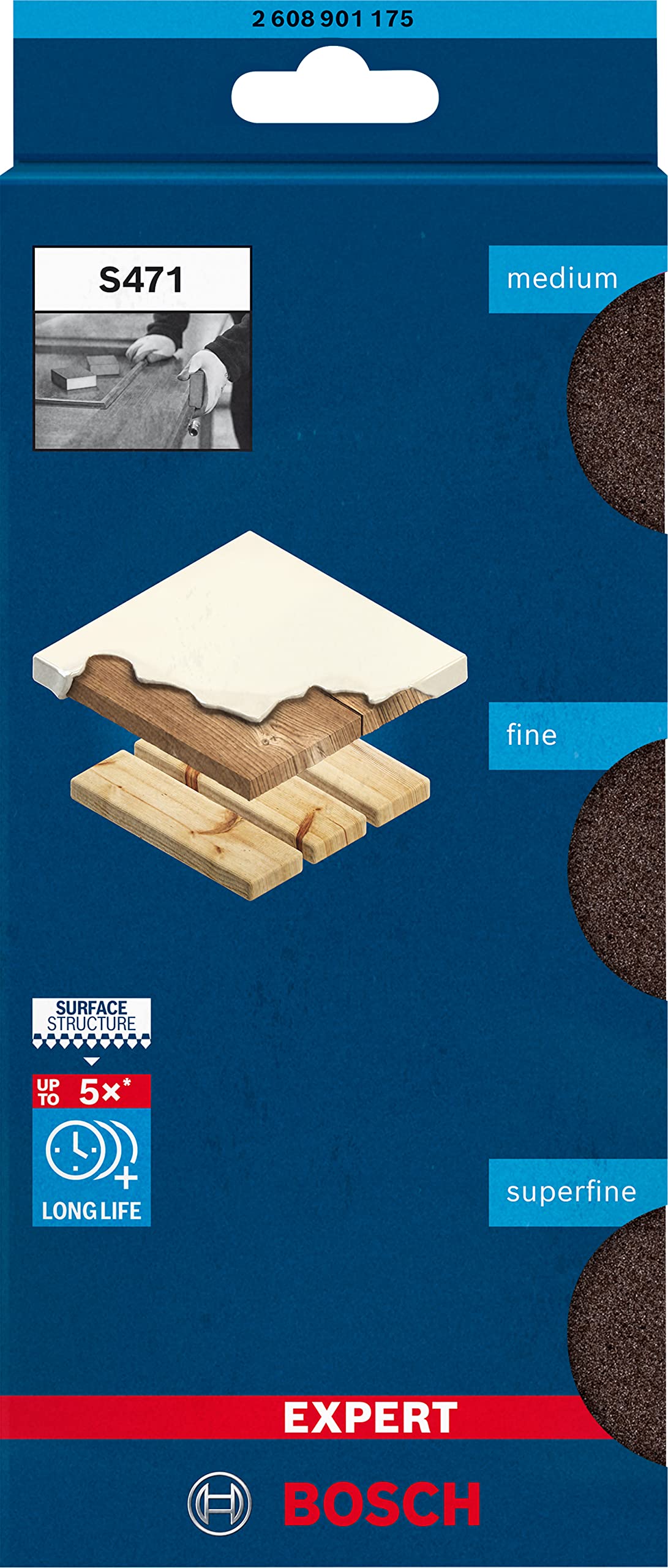 Bosch Expert S471 éponge abrasive 69x97 mm lot 3 grains