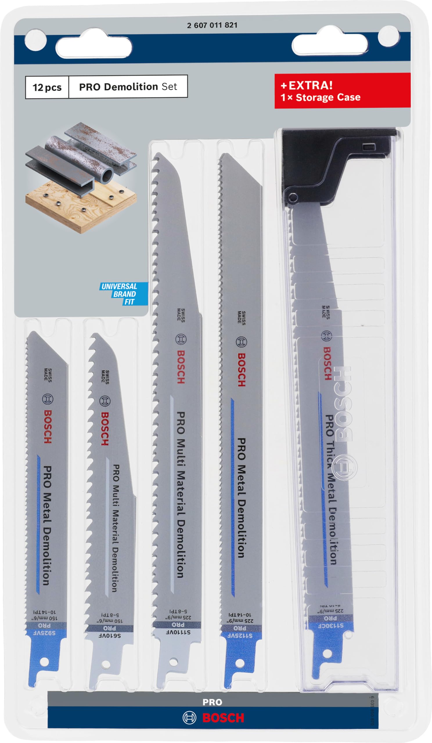 Bosch PRO Demolition coffret lames scie sabre 12 pcs métal