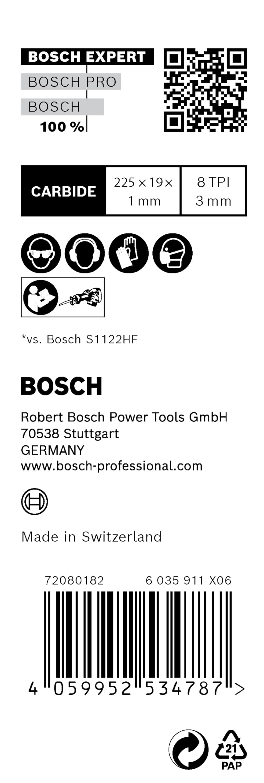 Bosch Expert S1122CHM lame scie sabre lot 10 palette