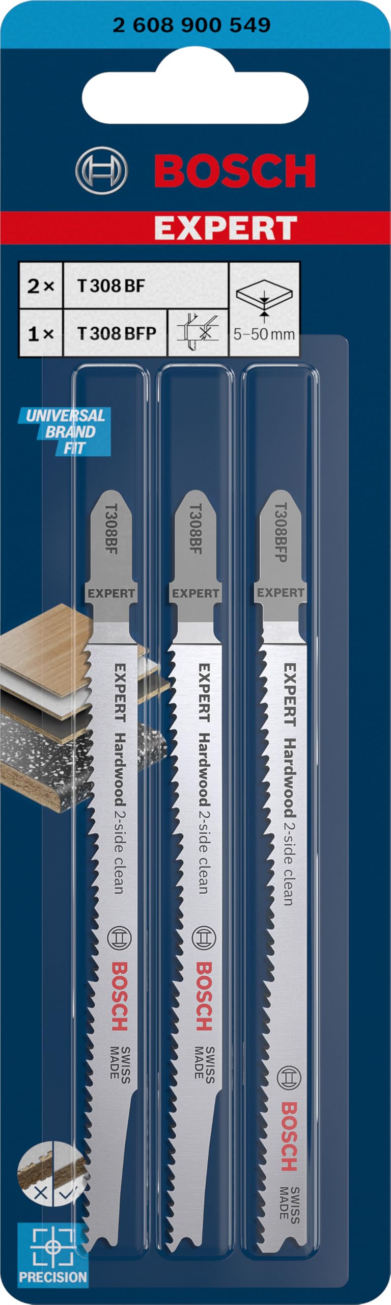 Bosch Expert Hardwood T308BF/BFP 117 mm lames sauteuse sans éclat