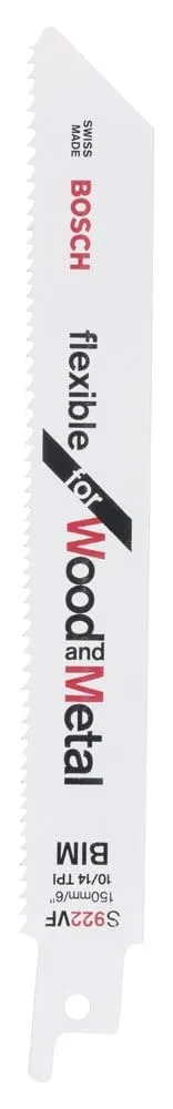 Bosch S922VF Lames Scie Sabre Bois Métal 150 mm 5 pcs