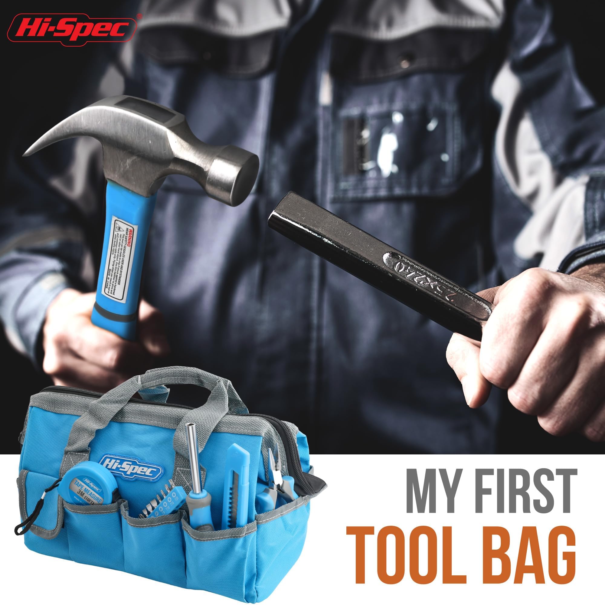 Hi-Spec Kit outils bleu 16 pièces sac maison