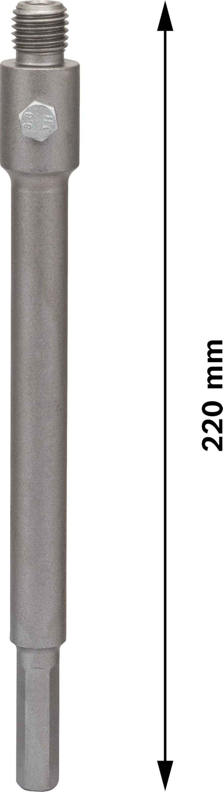 Porte-outil six pans M16 220 mm couronnes trépan