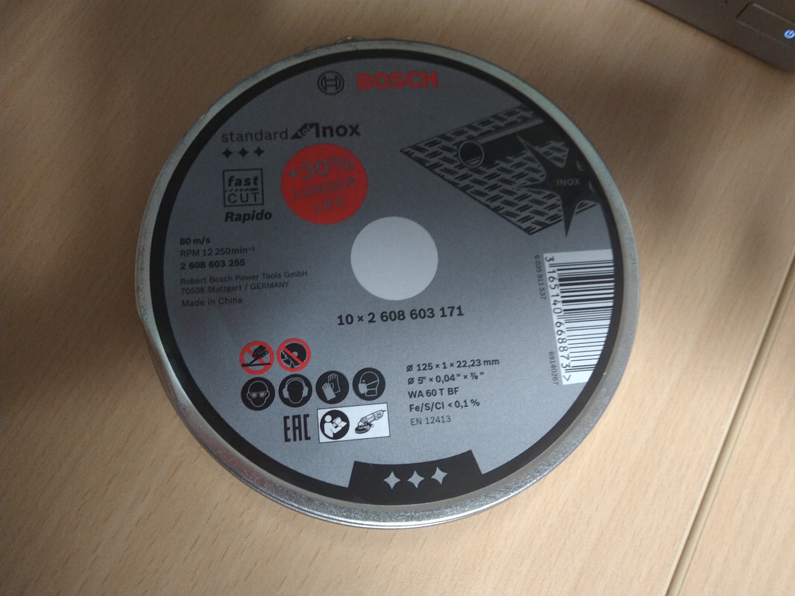 Bosch 10 Disques Tronçonner Inox Ø 125 mm Meuleuse