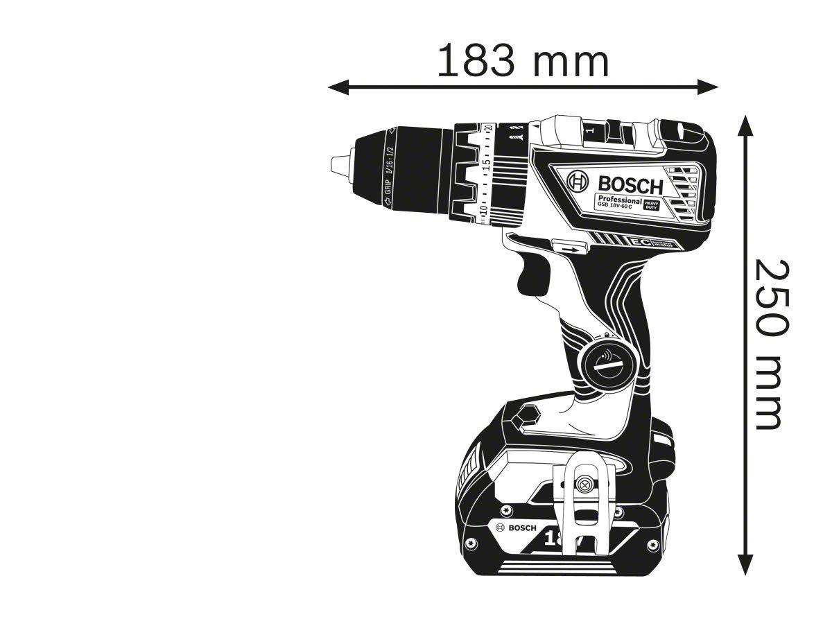 Bosch GSB 18V-60 C perceuse percussion 18V 2x5Ah L-BOXX