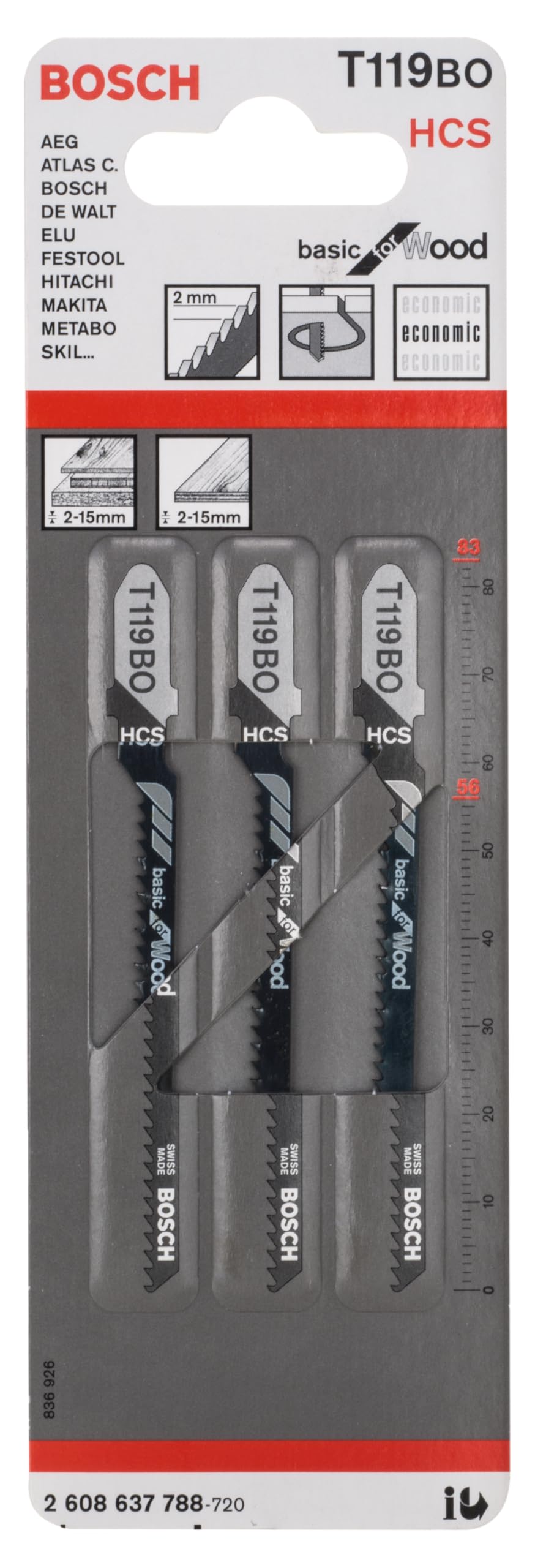 Bosch T 119 BO lame scie sauteuse bois lot 3