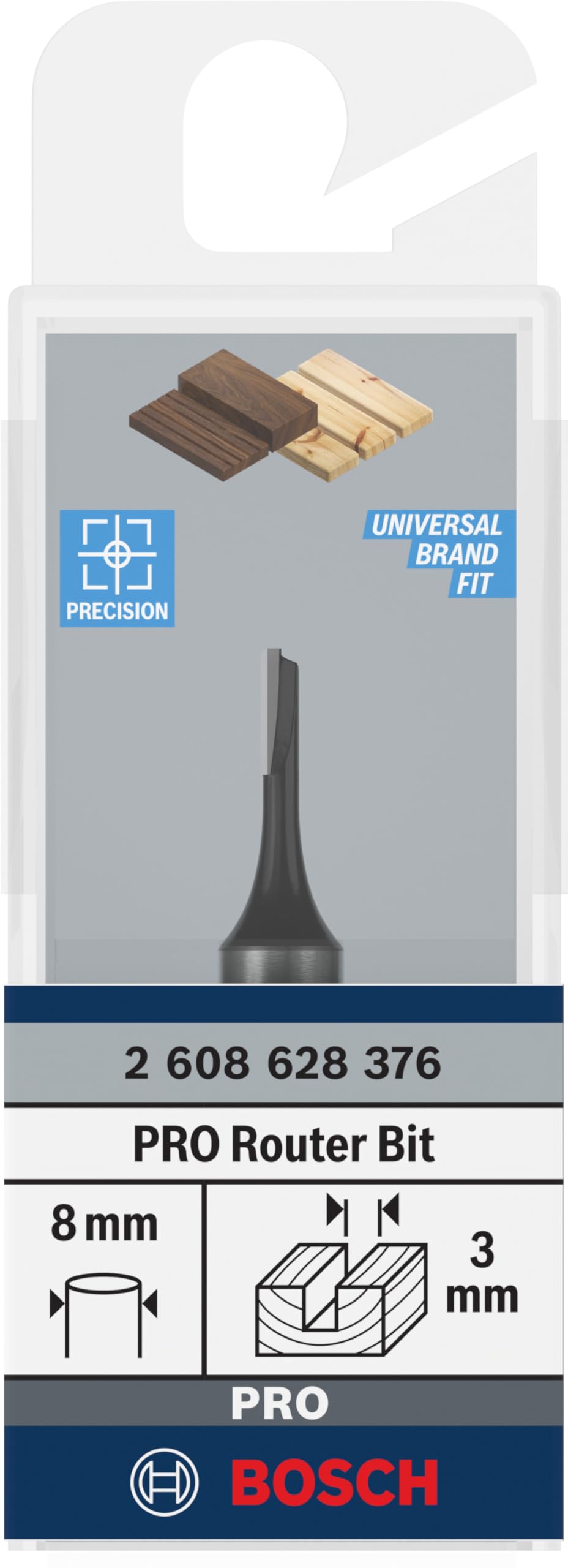 Bosch PRO fraise à rainurer droite 3 mm queue 8 mm