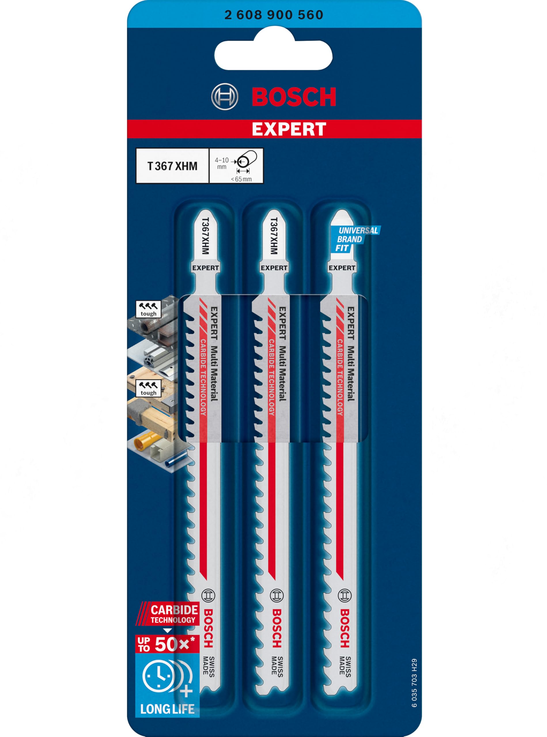 Bosch EXPERT T367XHM lame scie sauteuse carbure 3 pcs multi