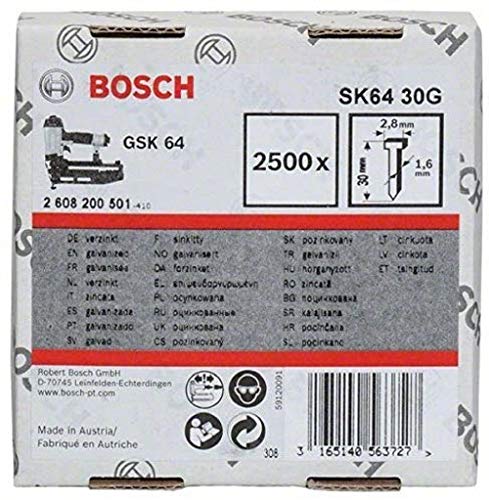 Bosch pointes galvanisées 63 mm x 2 mm lot 2500