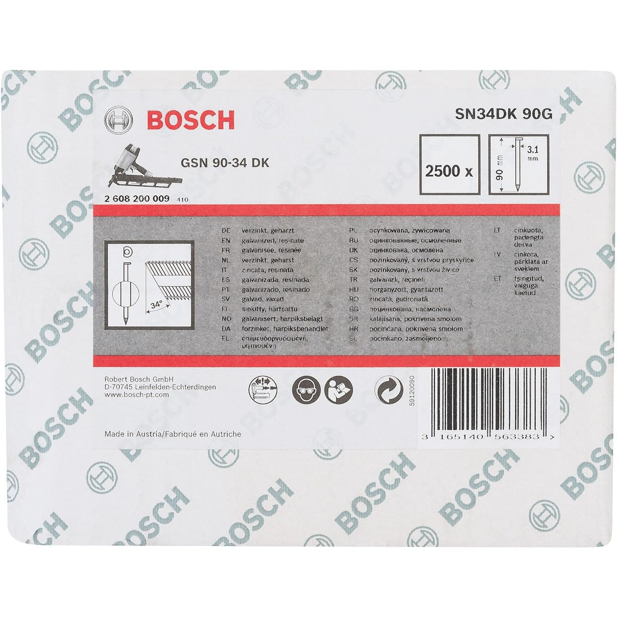 Bosch clous bande PRO SN34CH 90 mm x2500