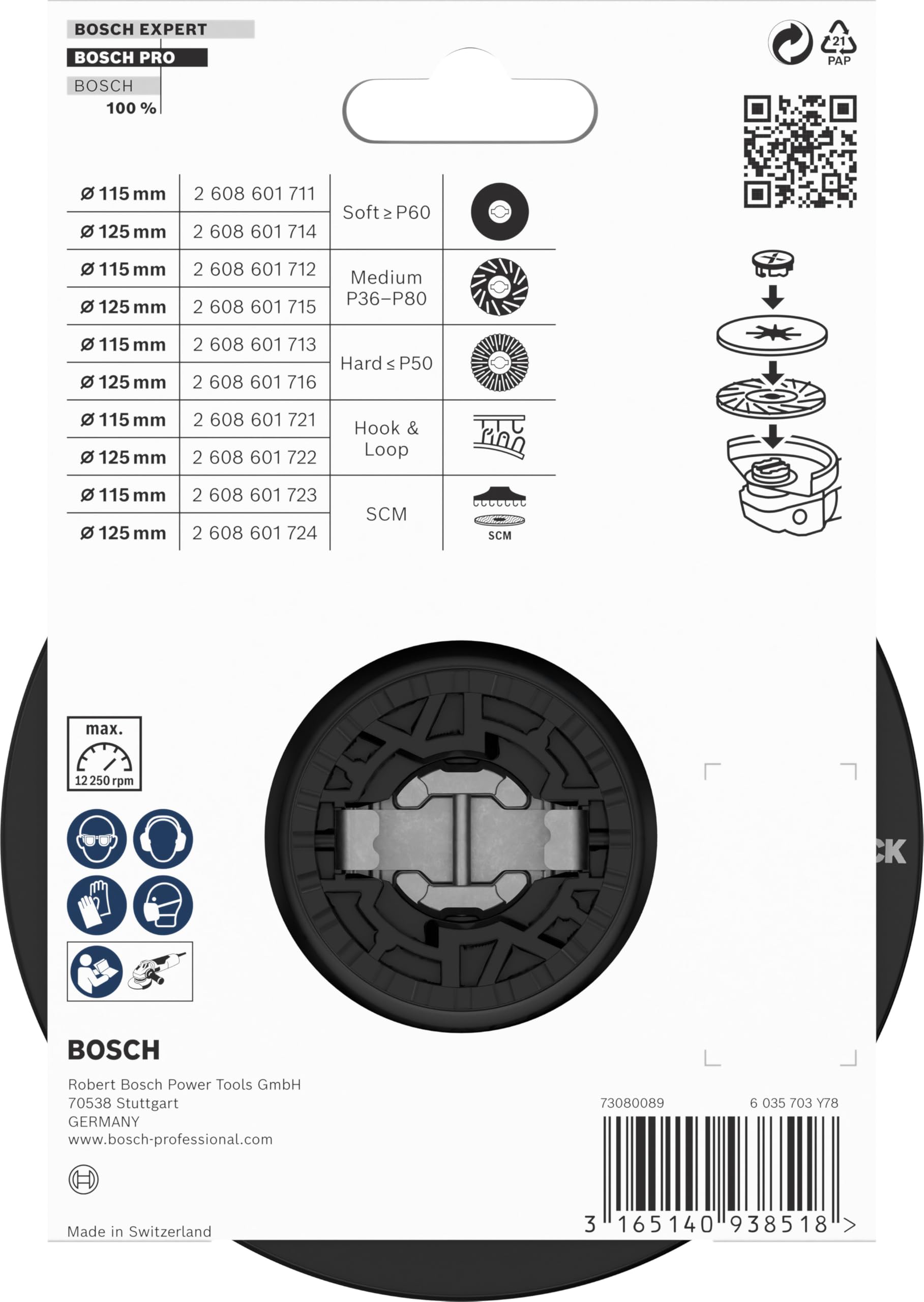 Bosch PRO Backing Pad Plateau Ponçage Moyen 125mm X-Lock